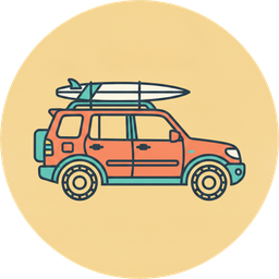 SUV with surfboard